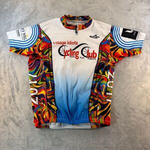Borah Cycling Jersey XL Village Idiots Club USA Full Zip Multicolor